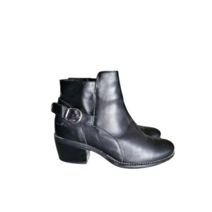 41 Bos & Co Galaxy Black Leather Ankle Boot Buckle Shoe Western Women 10 10.5